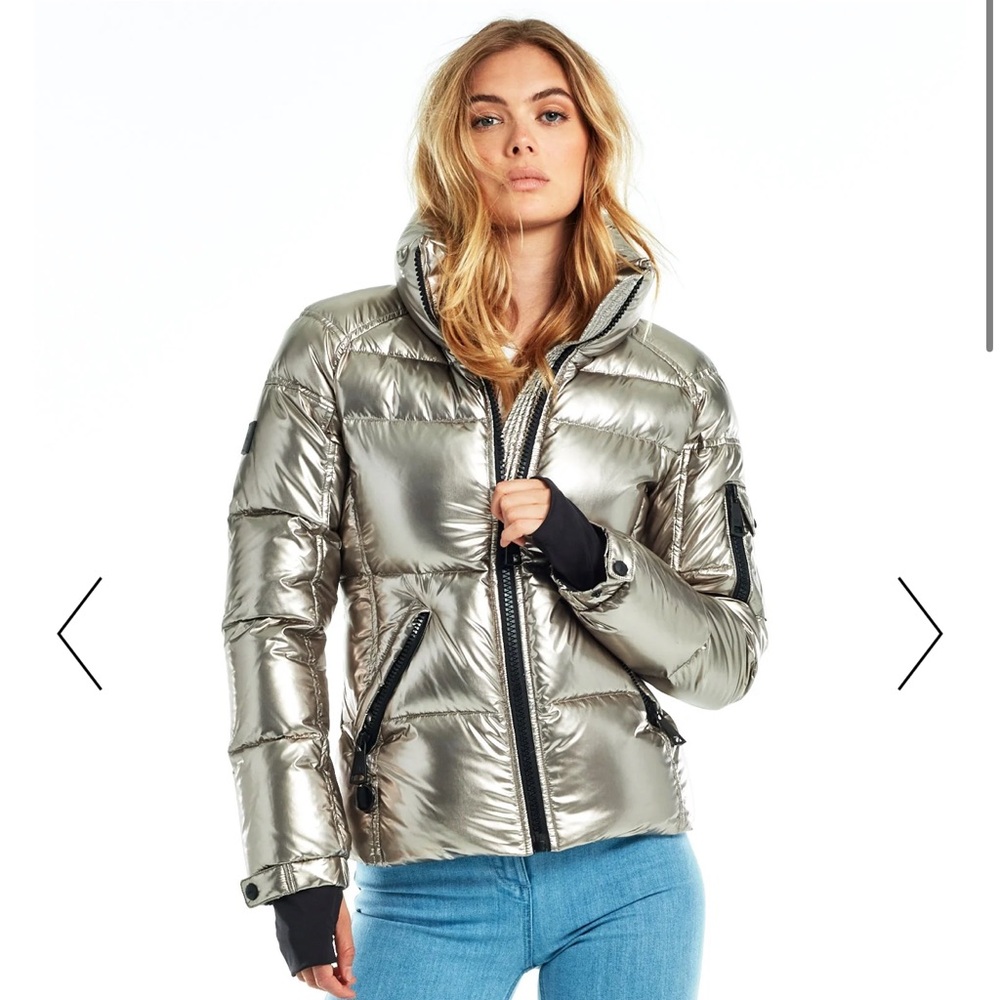 SAM. Metallic Silver Puffer Jacket